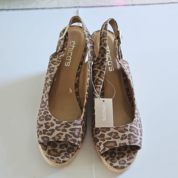 CHICO'S WOMENS CHEETAH WEDGES/ ESPADRILLES SIZE 8.5 NEW WITHOUT BOX - Picture 2 of 15